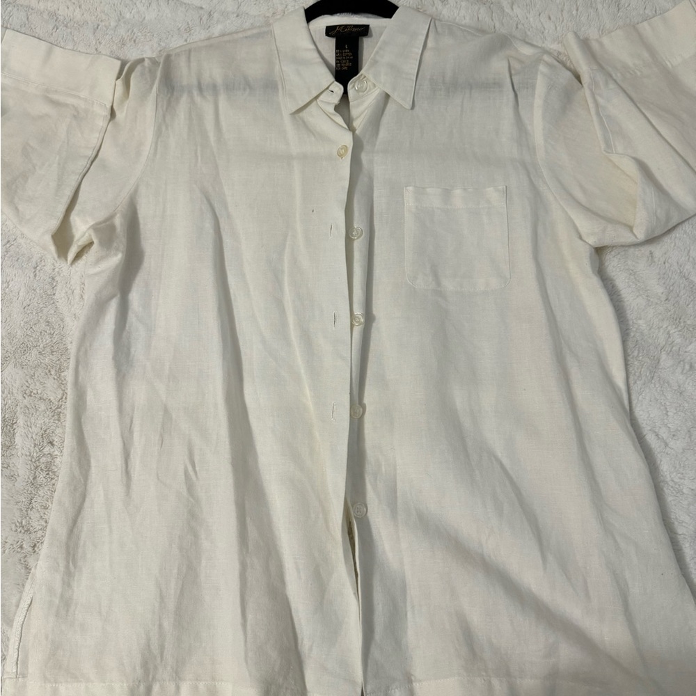 milano linen white button up